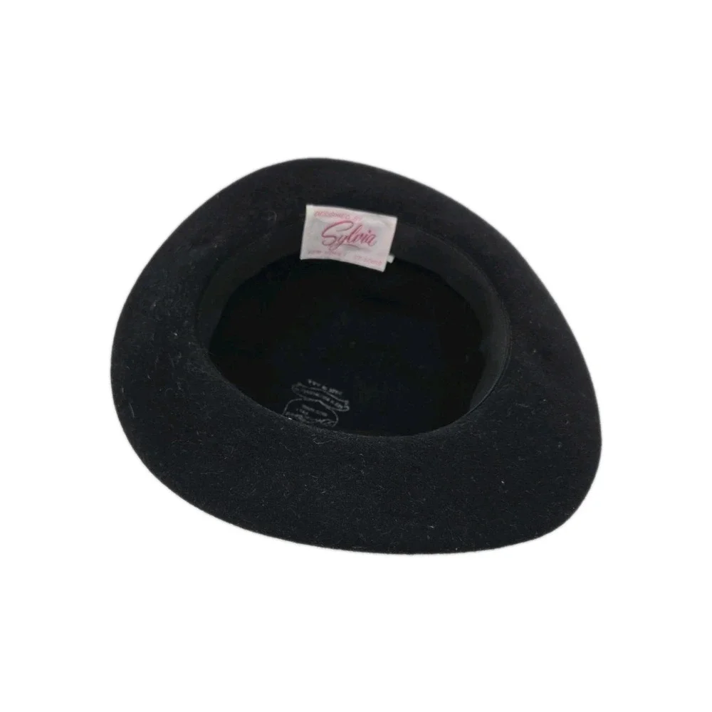 Designed By Sylvia NY St. Louis Black Hat Doeskin Felt 100% Wool Vintage (USA)